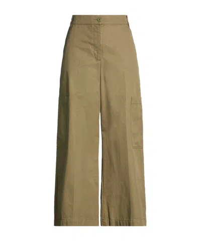 Weekend Max Mara Minimalist Solid-color Cargo Pants In Green