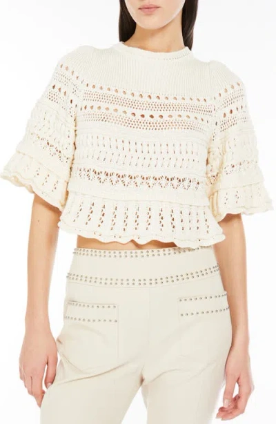 Weekend Max Mara Mixed Stitch Cotton Sweater In White