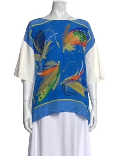 Pre-owned Weekend Max Mara Mock Neck Long Sleeve Blouse In Multi