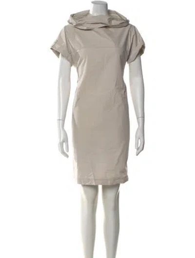 Pre-owned Weekend Max Mara Mock Neck Mini Dress In Neutral