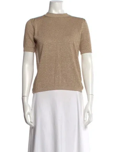 Pre-owned Weekend Max Mara Mock Neck Short Sleeve Top In Neutral