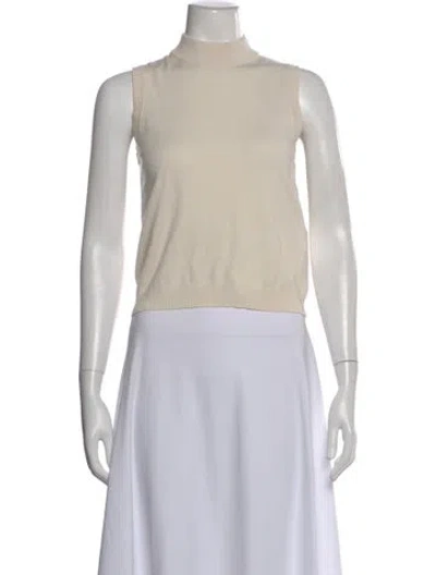 Pre-owned Weekend Max Mara Mock Neck Sleeveless Top In Neutral