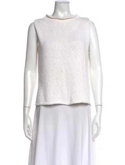 Pre-owned Weekend Max Mara Mock Neck Sleeveless Top In White