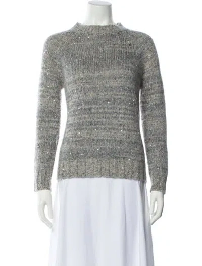 Pre-owned Weekend Max Mara Mock Neck Sweater In White
