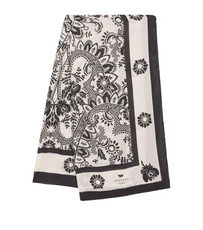 Weekend Max Mara Modal-silk Patterned Stole Scarf In Beige