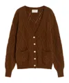 Weekend Max Mara Diamond-pattern Cable-knit Cardigan In Brown