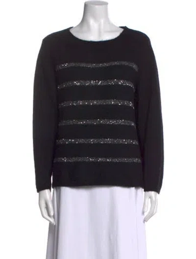 Pre-owned Weekend Max Mara Mohair Striped Sweater W/ Tags In Black
