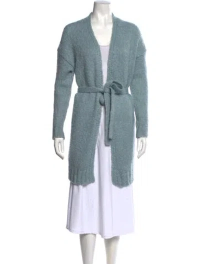 Pre-owned Weekend Max Mara Mohair V-neck Sweater In Blue