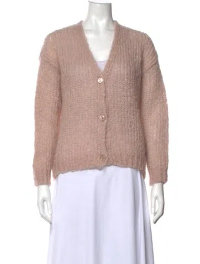 Pre-owned Weekend Max Mara Mohair V-neck Sweater In Pink