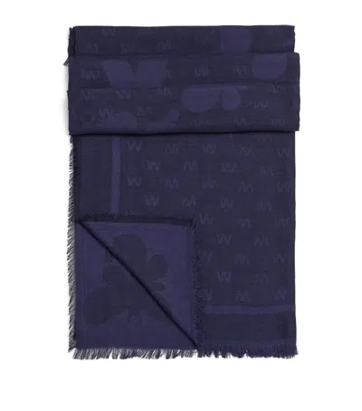 Weekend Max Mara Monogram Jacquard Scarf In Blue