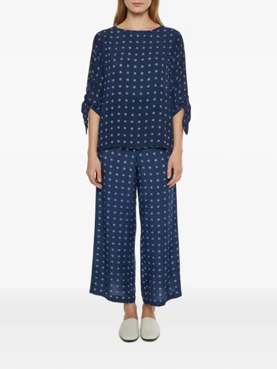 Pre-owned Weekend Max Mara Motif-print Silk Blouse In Blue