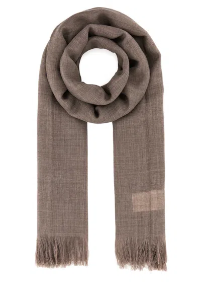 Weekend Max Mara Wool Ken Scarf With Embroidered Detail And Fringed Edges In Brown