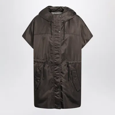 Weekend Max Mara Hooded Quilted Coat Front Pockets Lightweight Water Resistant In Brown