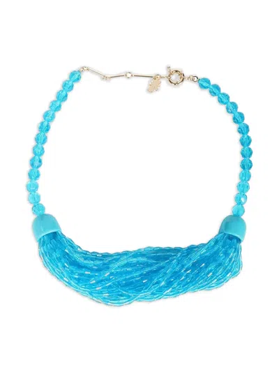 Weekend Max Mara Multi-strand Beaded Necklace In Blue