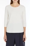 Weekend Max Mara Omens Multia Quarter-sleeve Cotton-jersey T-shirt White In White