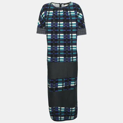 Pre-owned Weekend Max Mara Multicolor Plaid Cotton Blend Geometric Print Shift Dress M