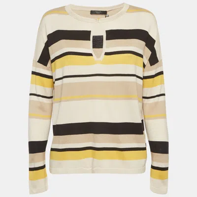 Pre-owned Weekend Max Mara Multicolor Striped Silk Blend Top M