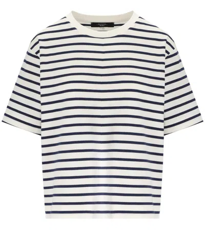 Weekend Max Mara Multid Blue Striped T-shirt In Black
