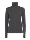 Weekend Max Mara Multif Turtleneck Stretch Viscose Top In Grey