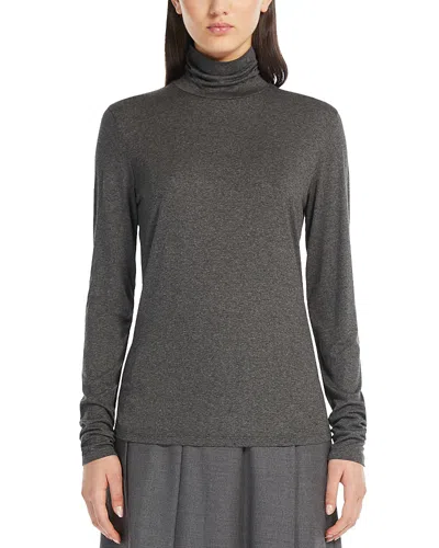 Weekend Max Mara Multif Turtleneck Stretch Viscose Top In Dark Grey