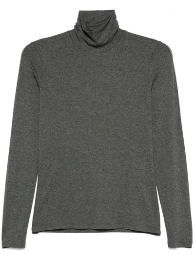 Weekend Max Mara Multif Turtleneck Stretch Viscose Top In Dark Grey
