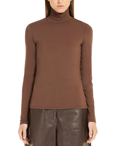 Weekend Max Mara Kiku Silk Blend Turtleneck Sweater In Brown