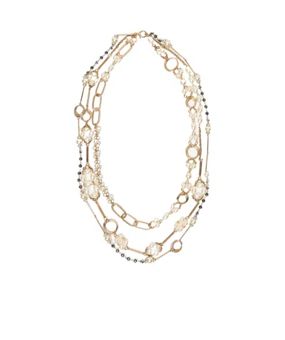 Weekend Max Mara Multistrand Necklace With Pearls In Yellow