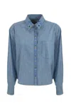 Weekend Max Mara Musette Chambray Cotton Shirt In Chiaro Pulito