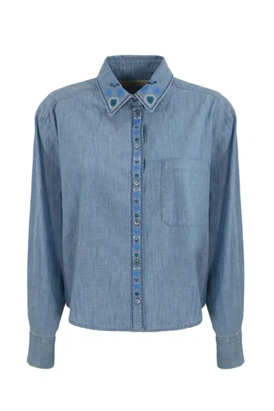 Weekend Max Mara Musette Shirt In Cotton Chambray In Blue