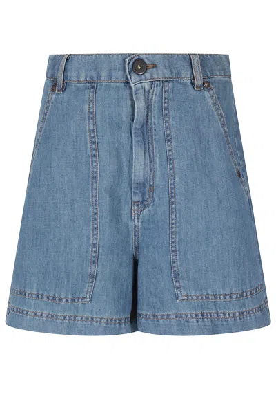 Weekend Max Mara Nabulus Denim High Rise Bermuda Shorts In Light Blue