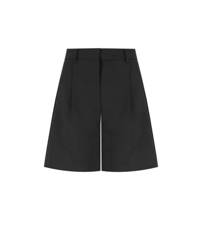 Weekend Max Mara Wool Canvas Bermuda Shorts In Black