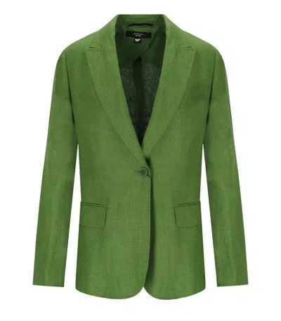 Weekend Max Mara Omens Nalut Single-breasted Linen Blazer Green