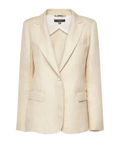Weekend Max Mara Nalut Linen Canvas Single Breast Blazer In Beige