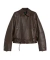 Weekend Max Mara Nappa Leather Biker Jacket In Brown