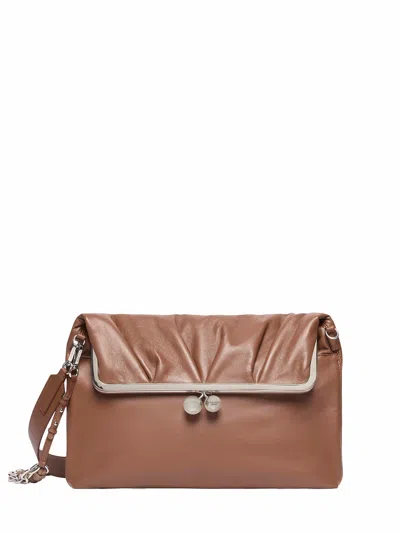 Weekend Max Mara Nappa Leather Envelope Clutch In Brown