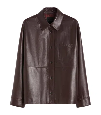 Weekend Max Mara Nappa Leather Shirt Jacket In Red