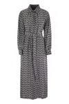Weekend Max Mara Printed Silk Maxi Shirt Dress In Blue