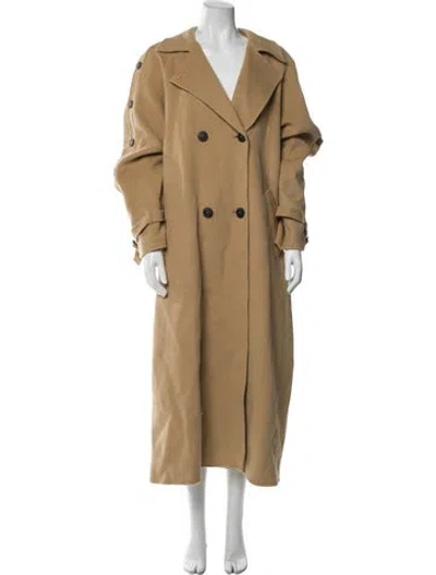 Pre-owned Weekend Max Mara Natale Virgin Wool Trench Coat W/ Tags In Brown