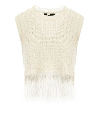 Weekend Max Mara Navetta White Fringed Top