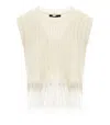 Weekend Max Mara Navetta White Fringed Top In White