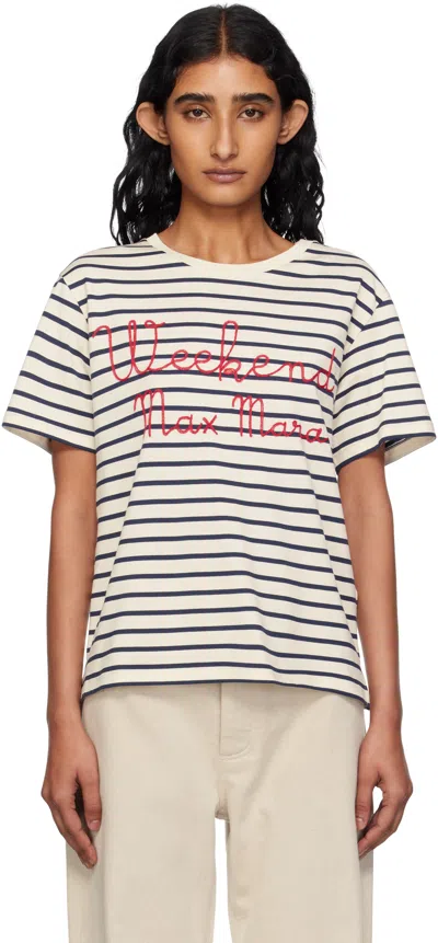 Weekend Max Mara Navy & Off-white Olga T-shirt In Blue
