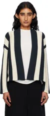 Weekend Max Mara Navy & White Gabon Cardigan In Blue