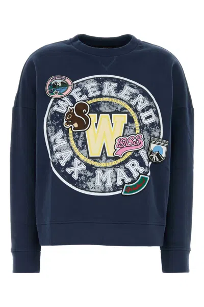 Weekend Max Mara Navy Blue Cotton Medea Sweatshirt