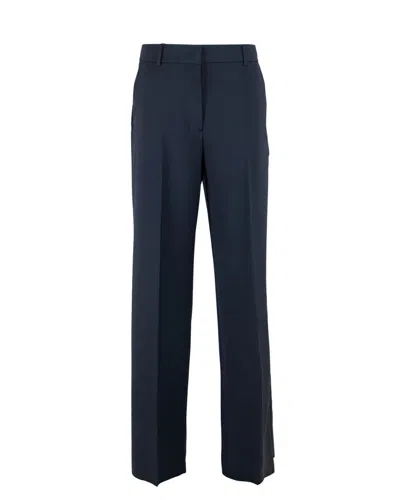 Weekend Max Mara Stretch Virgin Wool Twill Trousers In Blue