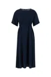 Weekend Max Mara Stretch Nylon Blend Jordan Dress With Belted Waist In Blue