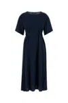 Weekend Max Mara Stretch Nylon Blend Jordan Dress With Belted Waist In Blue