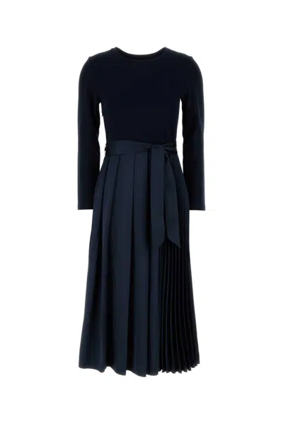Weekend Max Mara Navy Blue Stretch Viscose Blend Sheere Dress