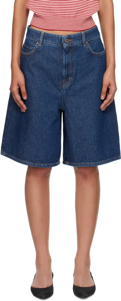 Weekend Max Mara Navy Donnola Denim Shorts In Blue