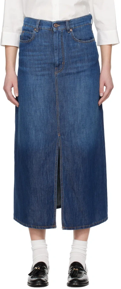 WEEKEND MAX MARA NAVY GELADA DENIM MIDI SKIRT