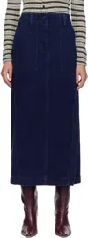 Weekend Max Mara Navy Valika Denim Maxi Skirt In Blue